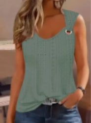 Eyelet Solid Tank Top