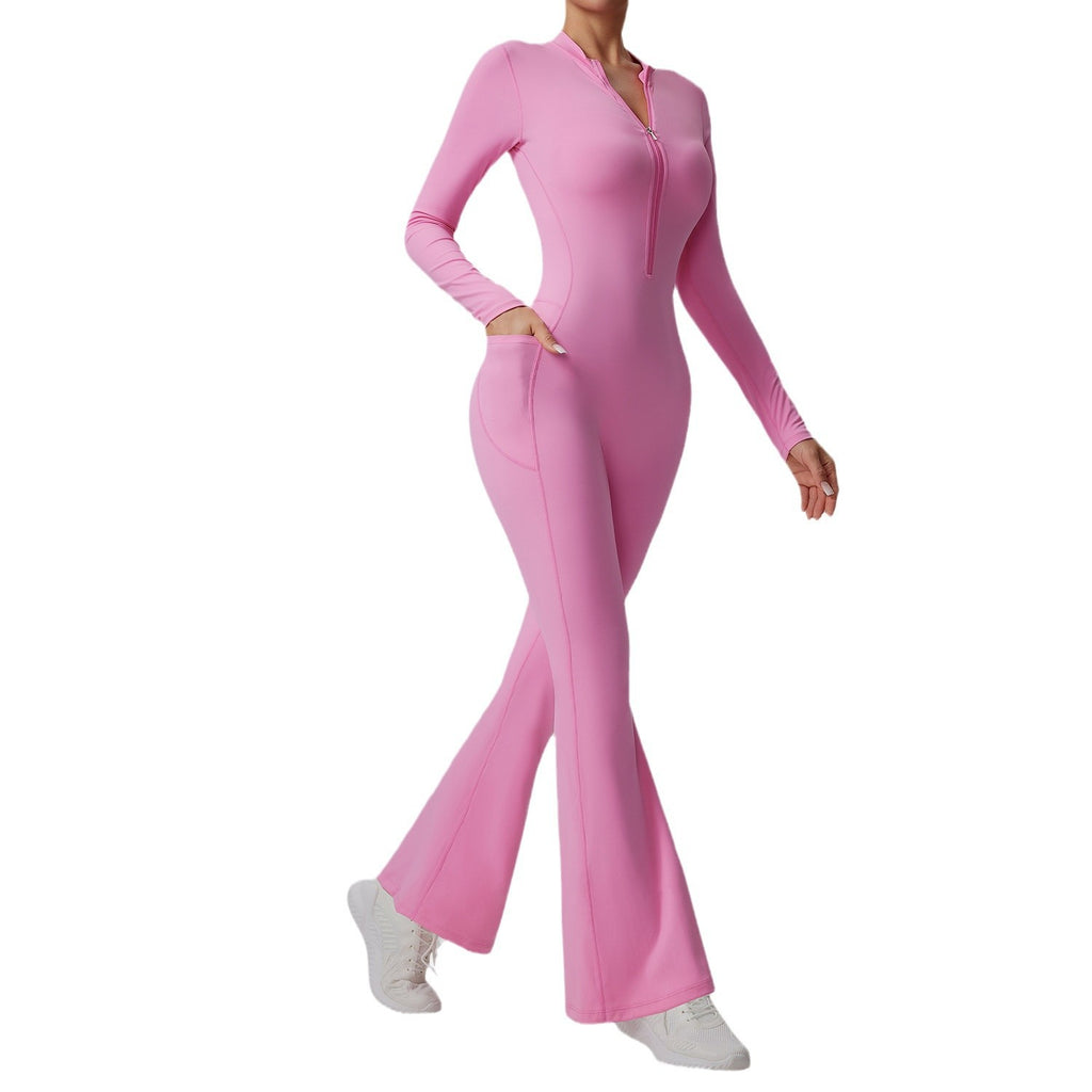 Slim-fit Bare-feel Jumpsuit With A Zipper