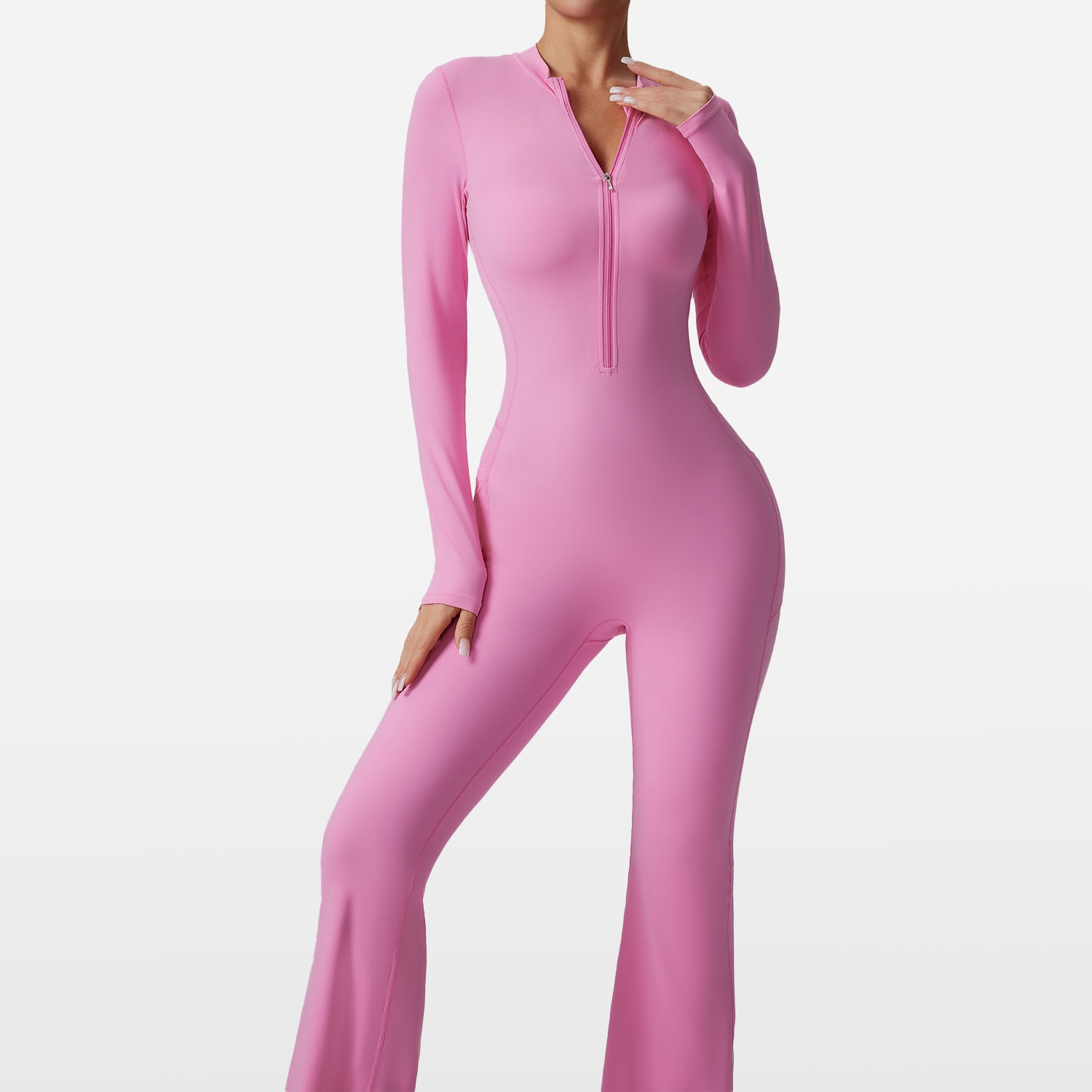 Slim-fit Bare-feel Jumpsuit With A Zipper